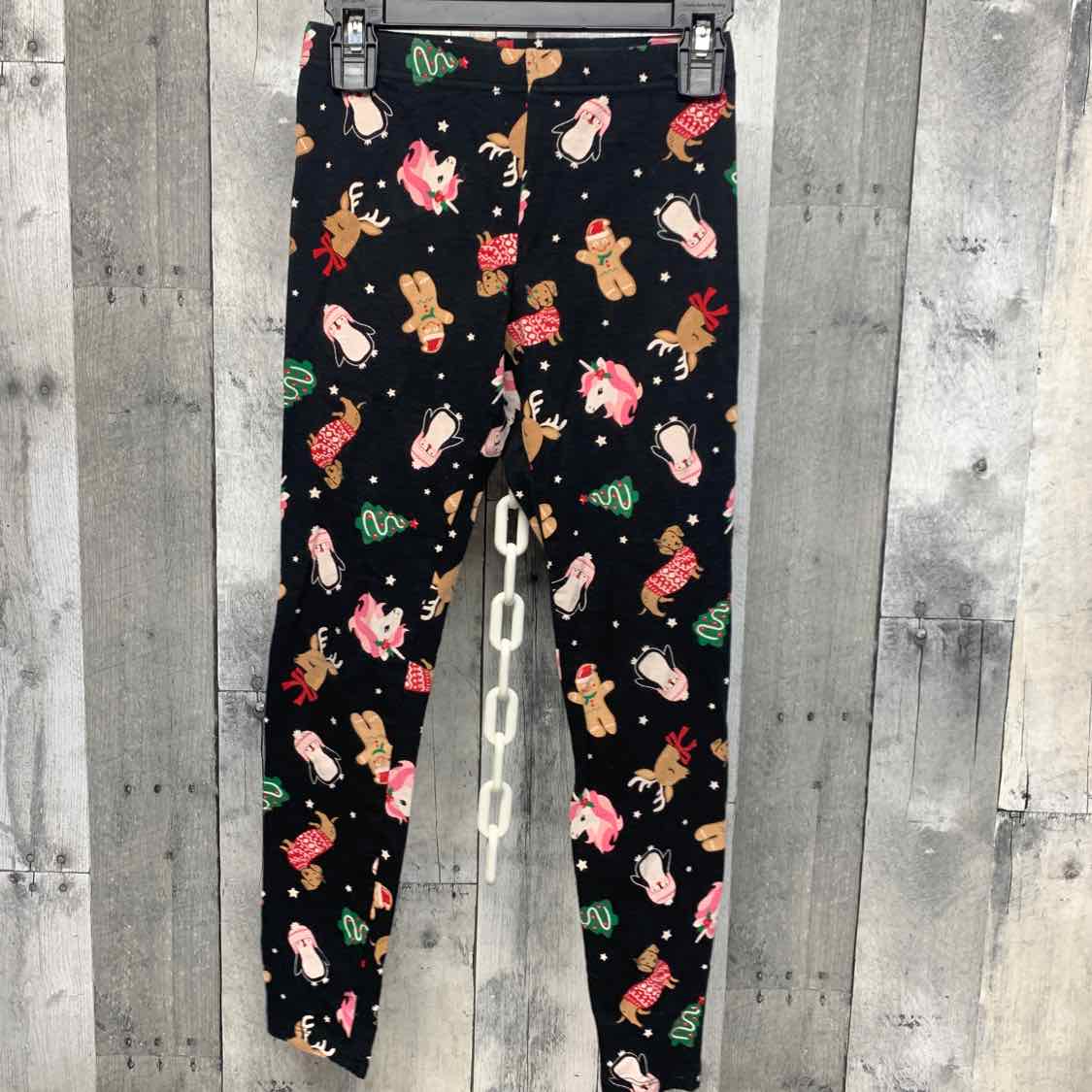 Size 7/8 Black Graphic Holiday Brands Leggings