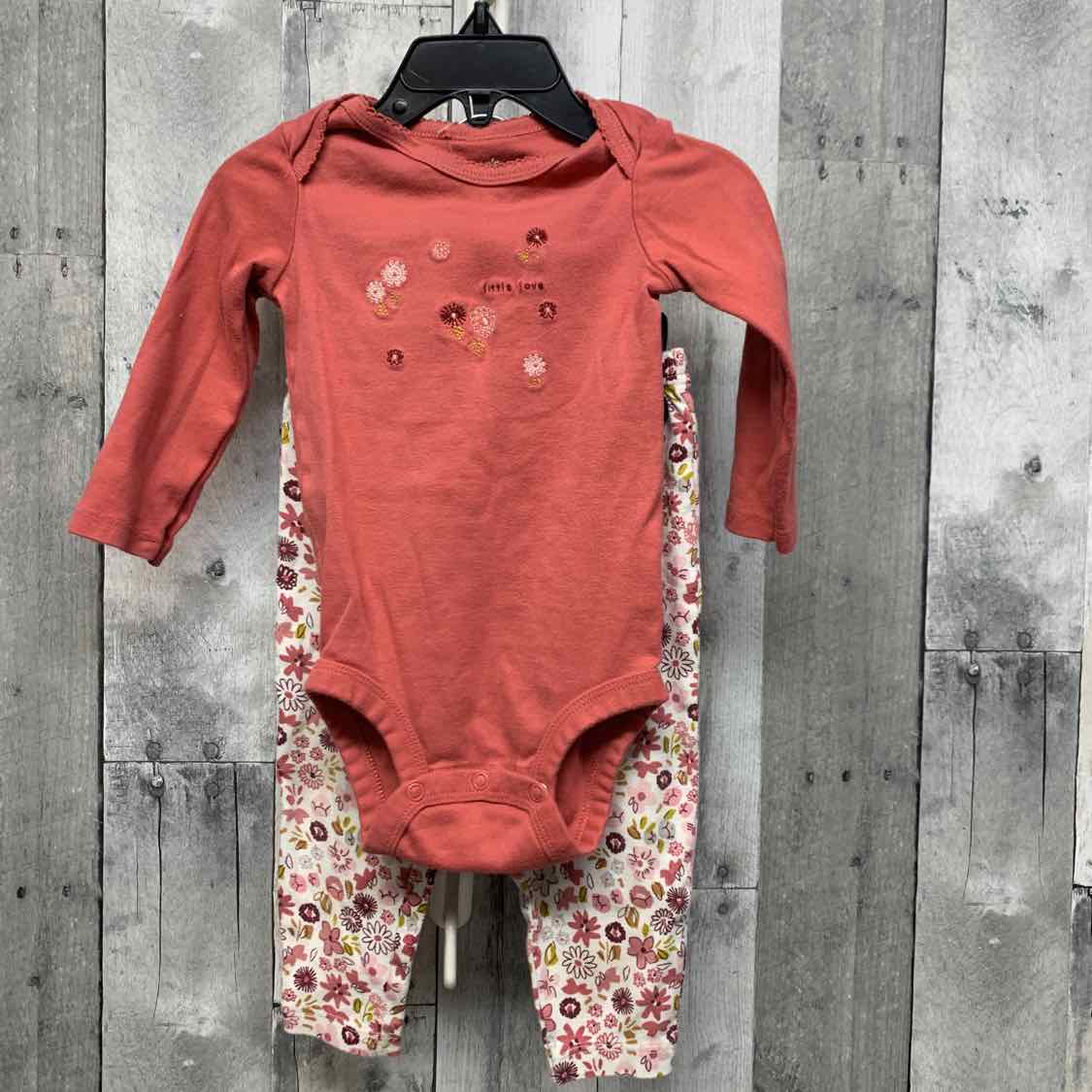 Size 12 Months Pink/White Carter's Shirt/Leggings