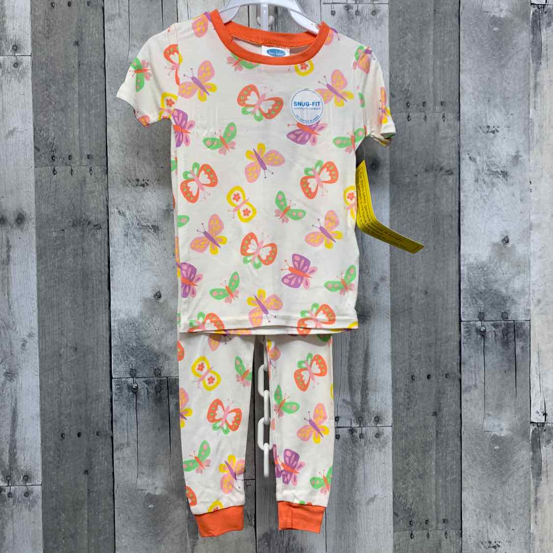 Size 3T White/Coral Bon Bebe 2pc PJs - OodlesCB
