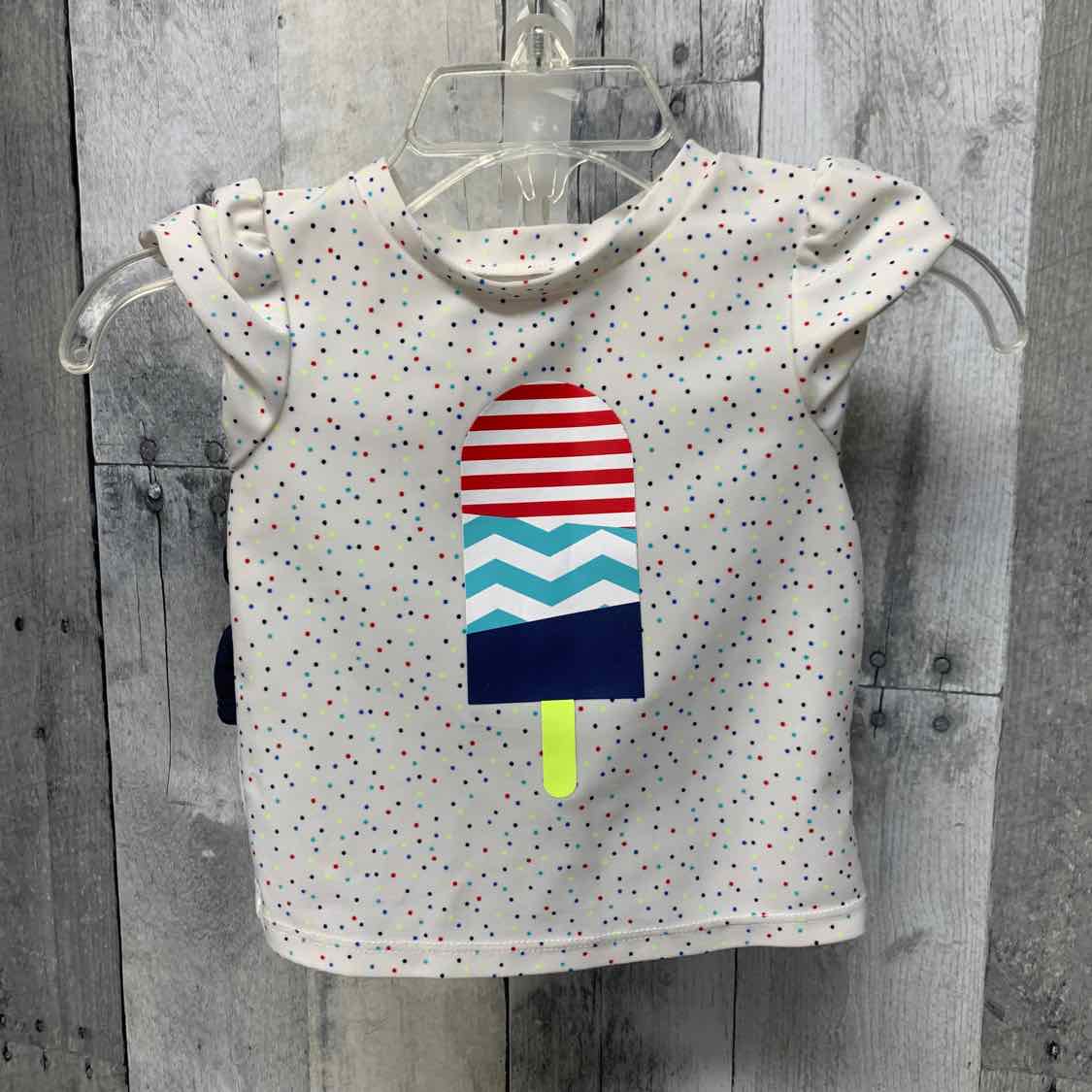 Size 9 Months White/Navy Cat & Jack Swim Suit - 2pc+