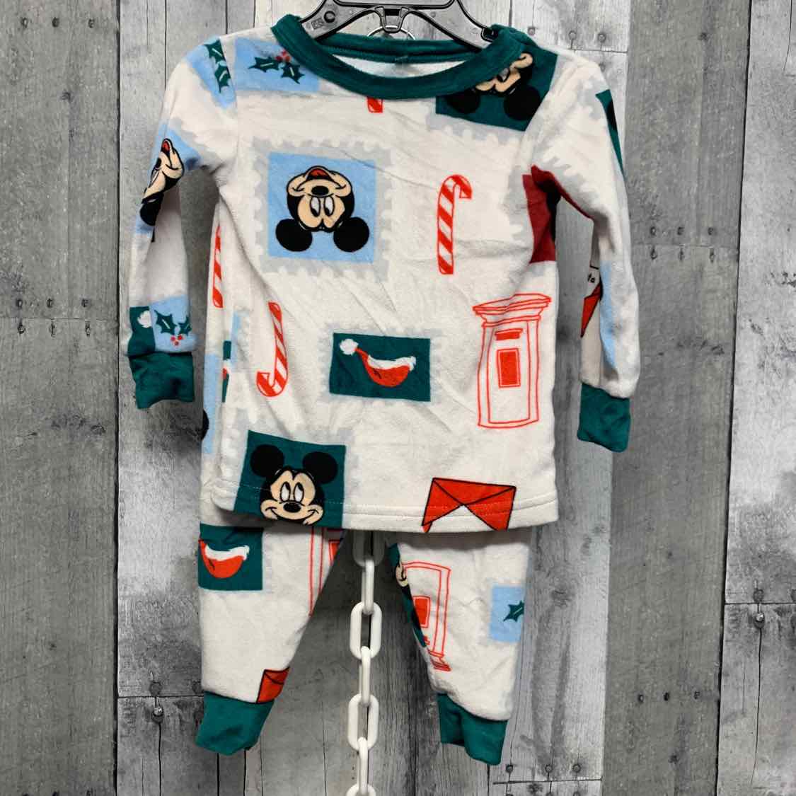 Size 18 Months White/Green Disney 2pc PJs