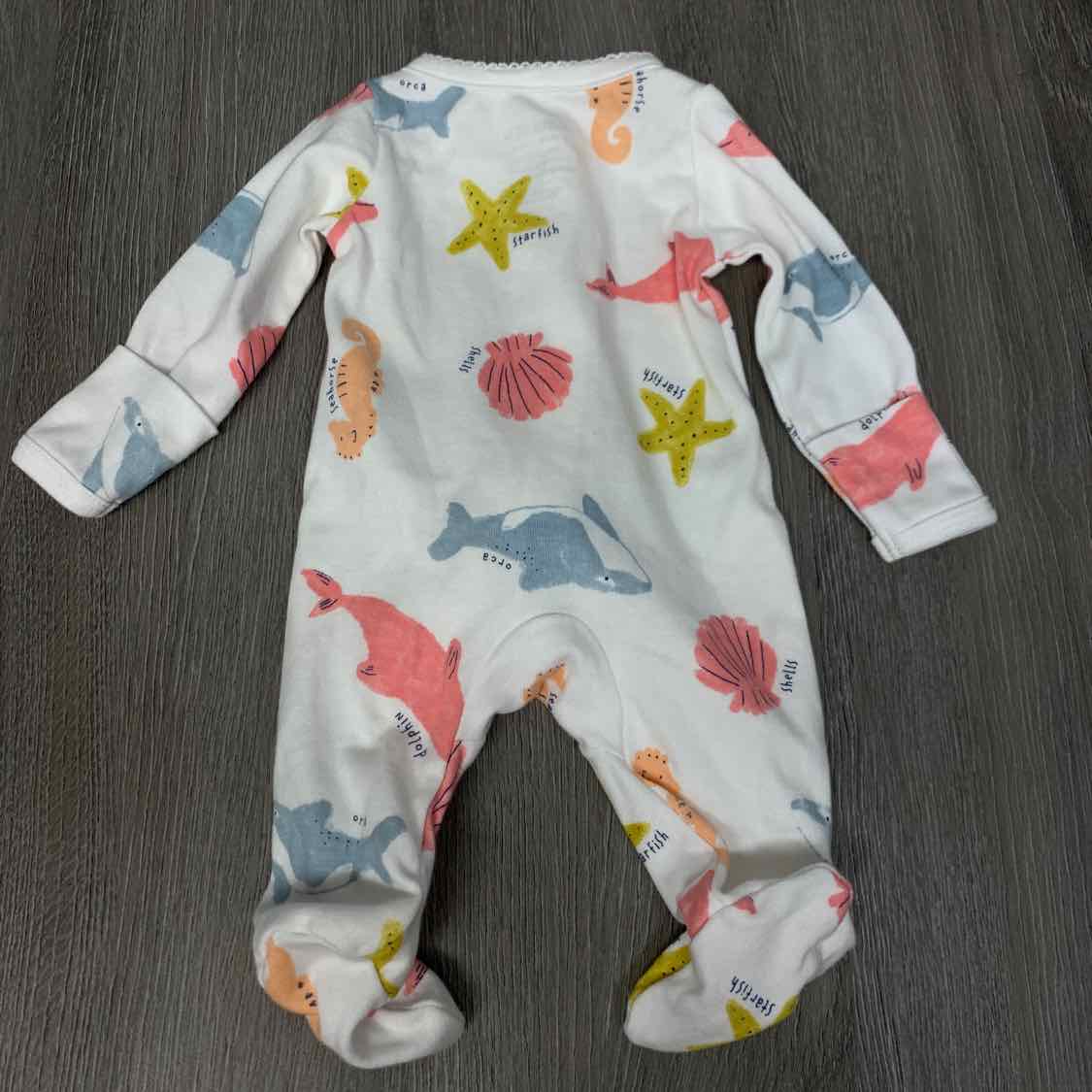 Size Preemie White/Pink Child of Mine Footy PJs