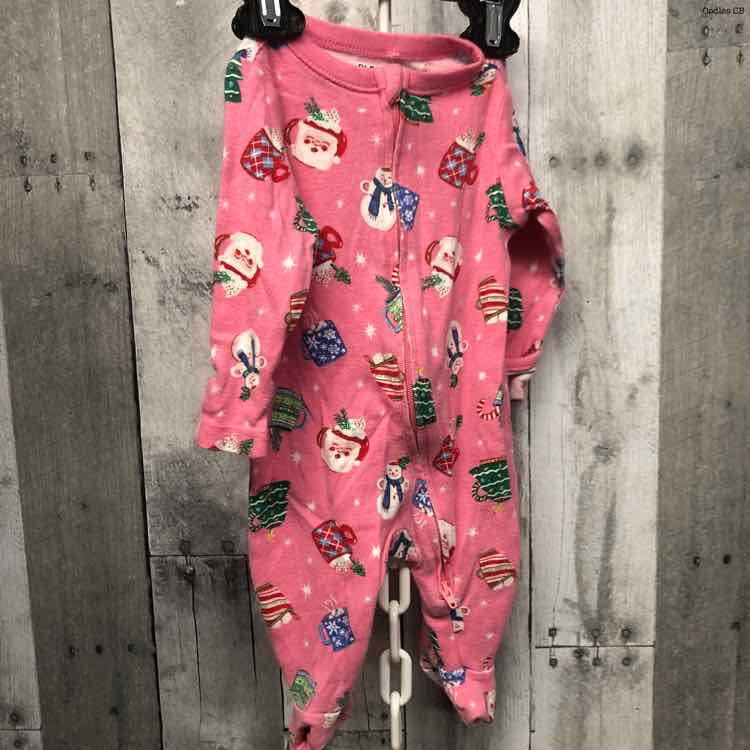 Size 0-3 Months Pink Print Old Navy Footy PJs