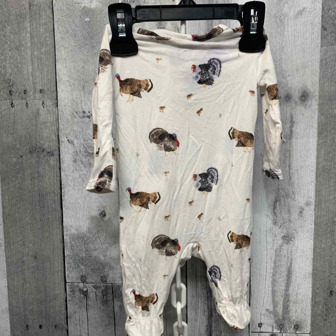 Size Newborn White Print Bamboo Footy PJs