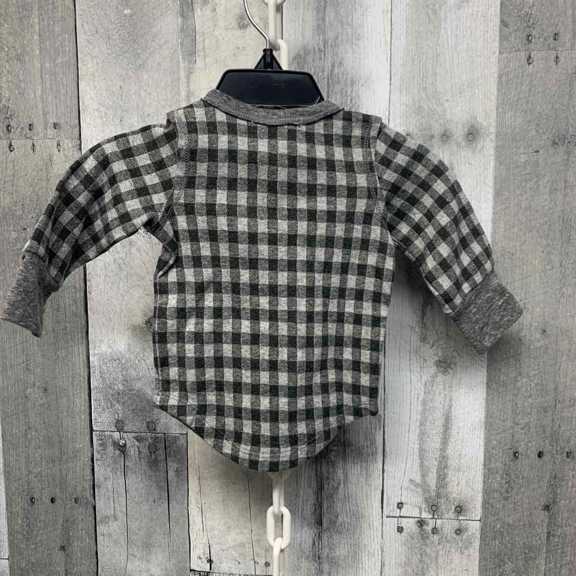 Size 3 Months Gray Plaid B Brand Long Sleeve Shirt
