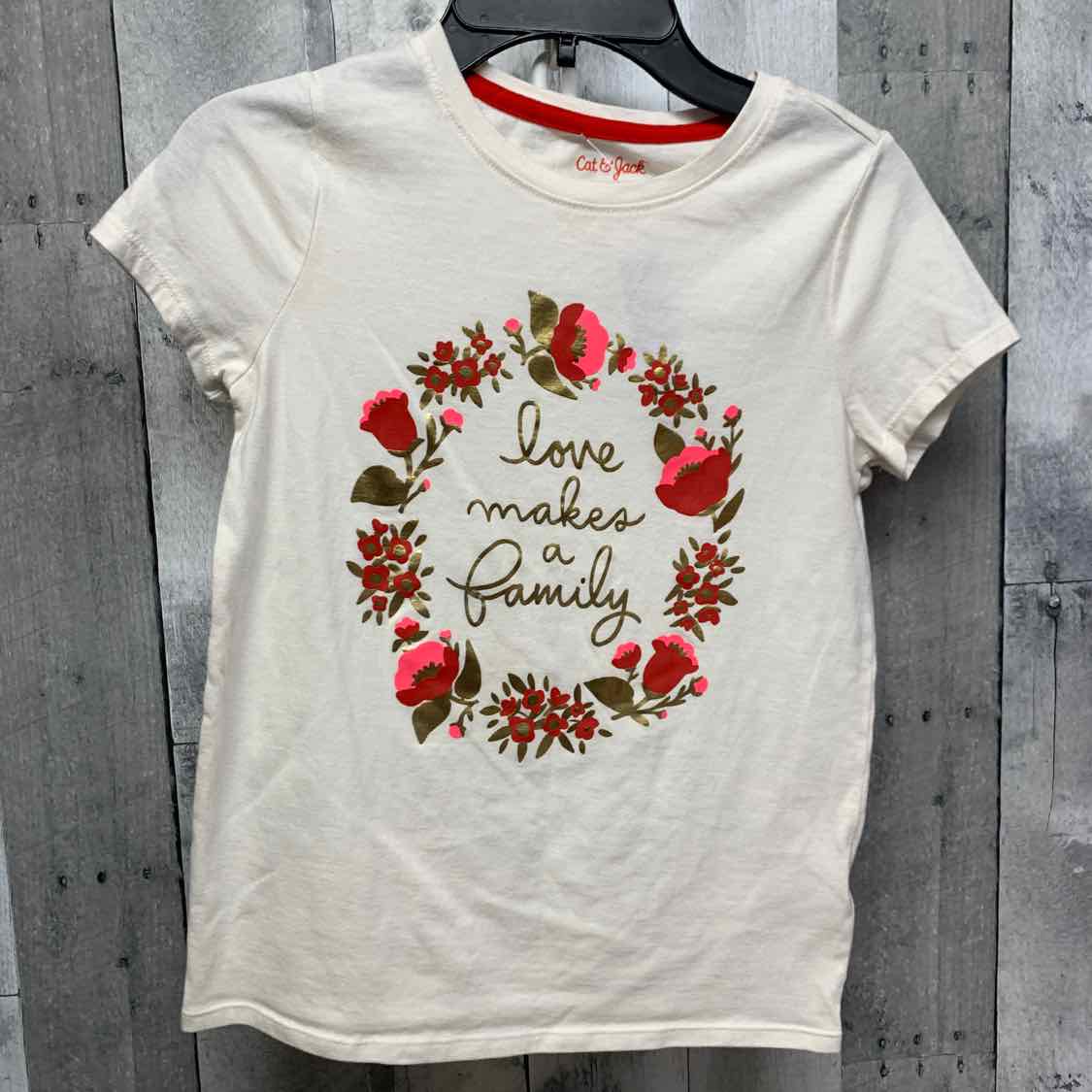 Size 7/8 White Print Cat & Jack T Shirt