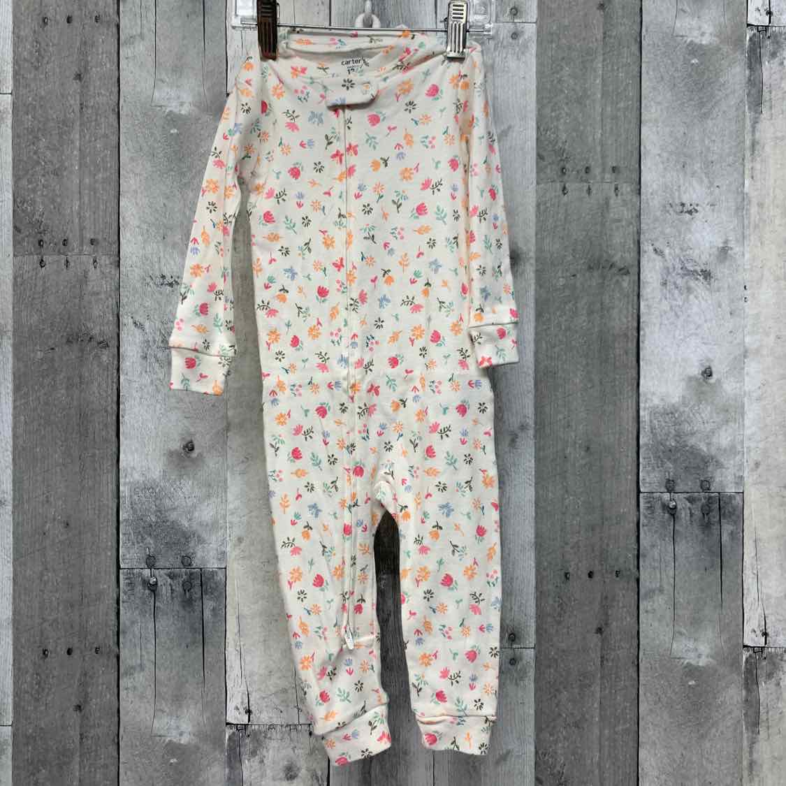 Size 12 Months White Print Carter's Footy PJs