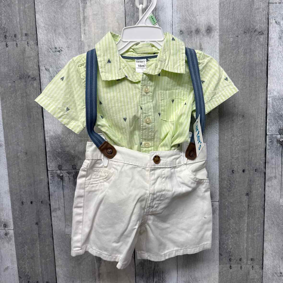 Size 18 Months Green/White Carter's Shirt/Shorts
