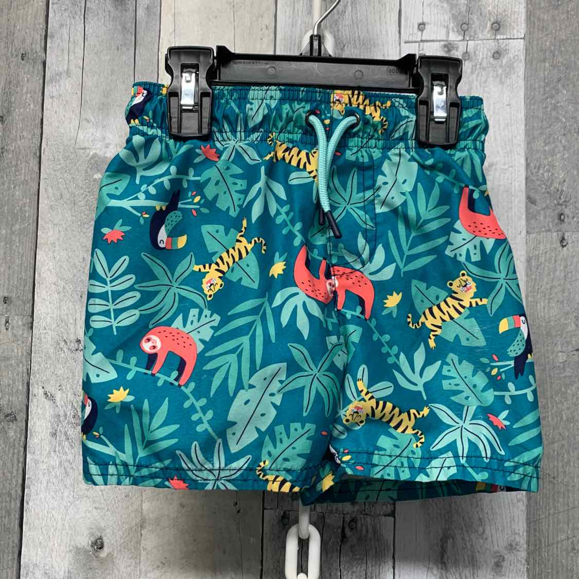 Size 2T Teal Graphic Cat & Jack Swim Trunks