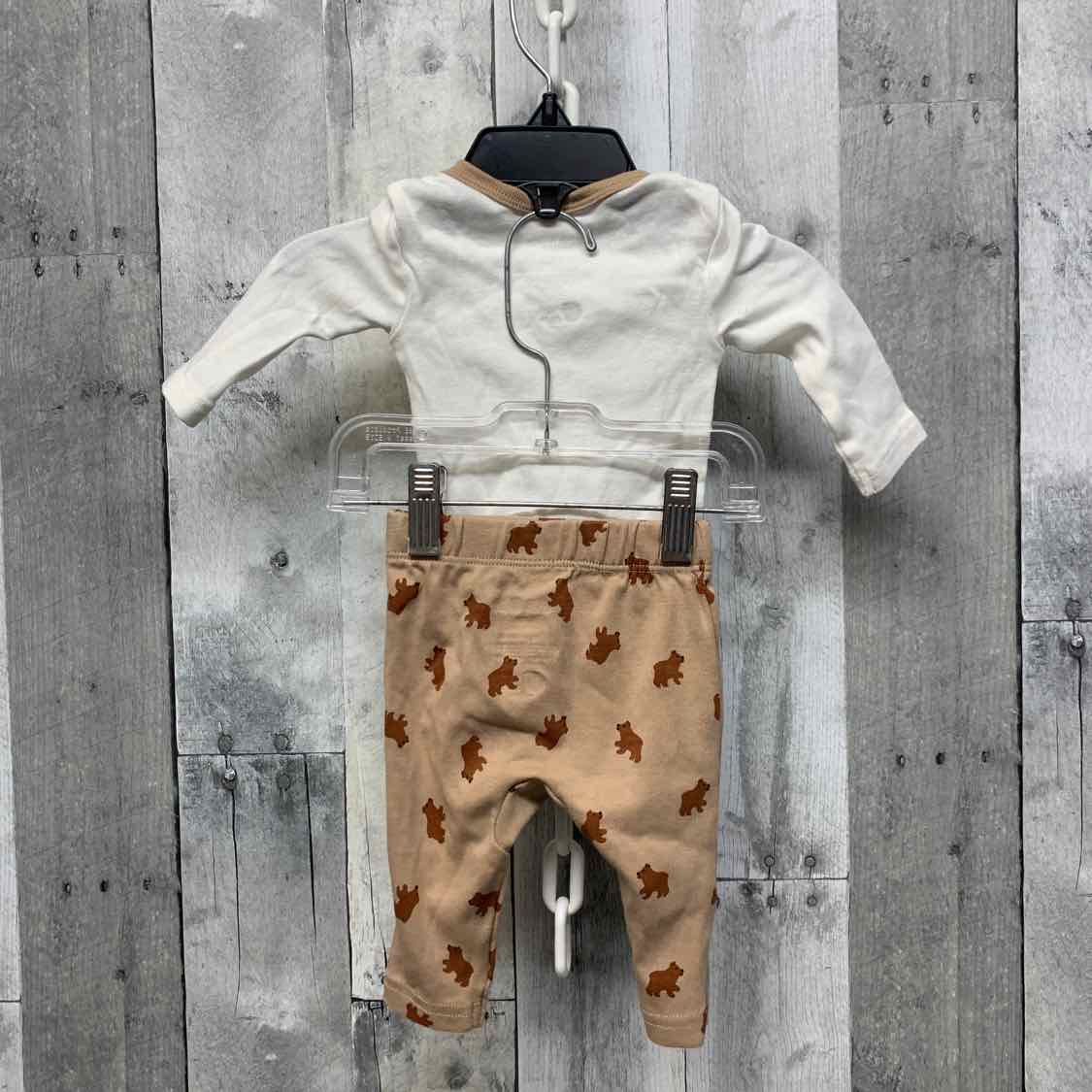 Size Newborn White/Tan Okie Dokie Shirt/Pants