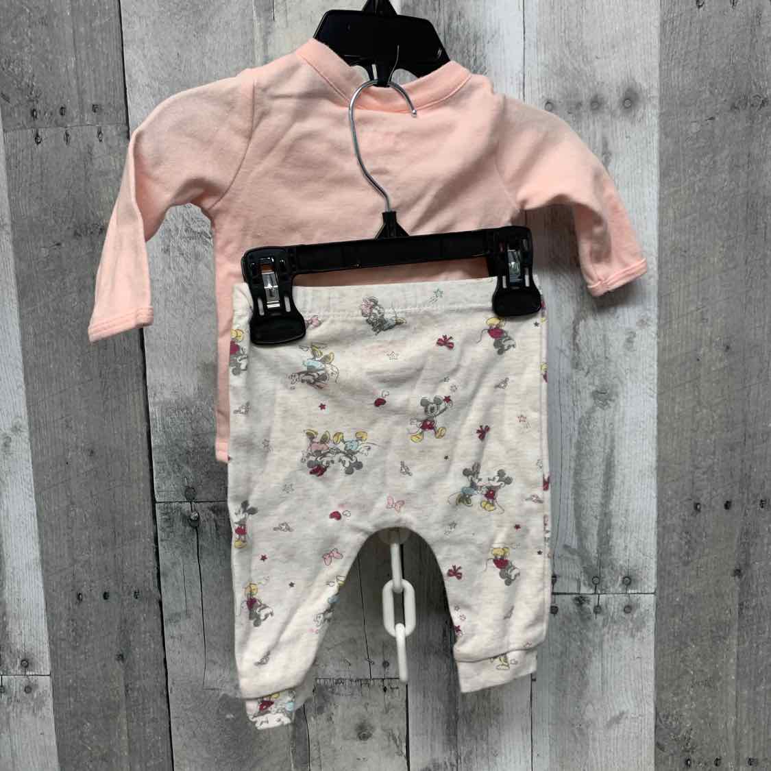 Size 0-3 Months Pink/Gray Disney Shirt/Pants