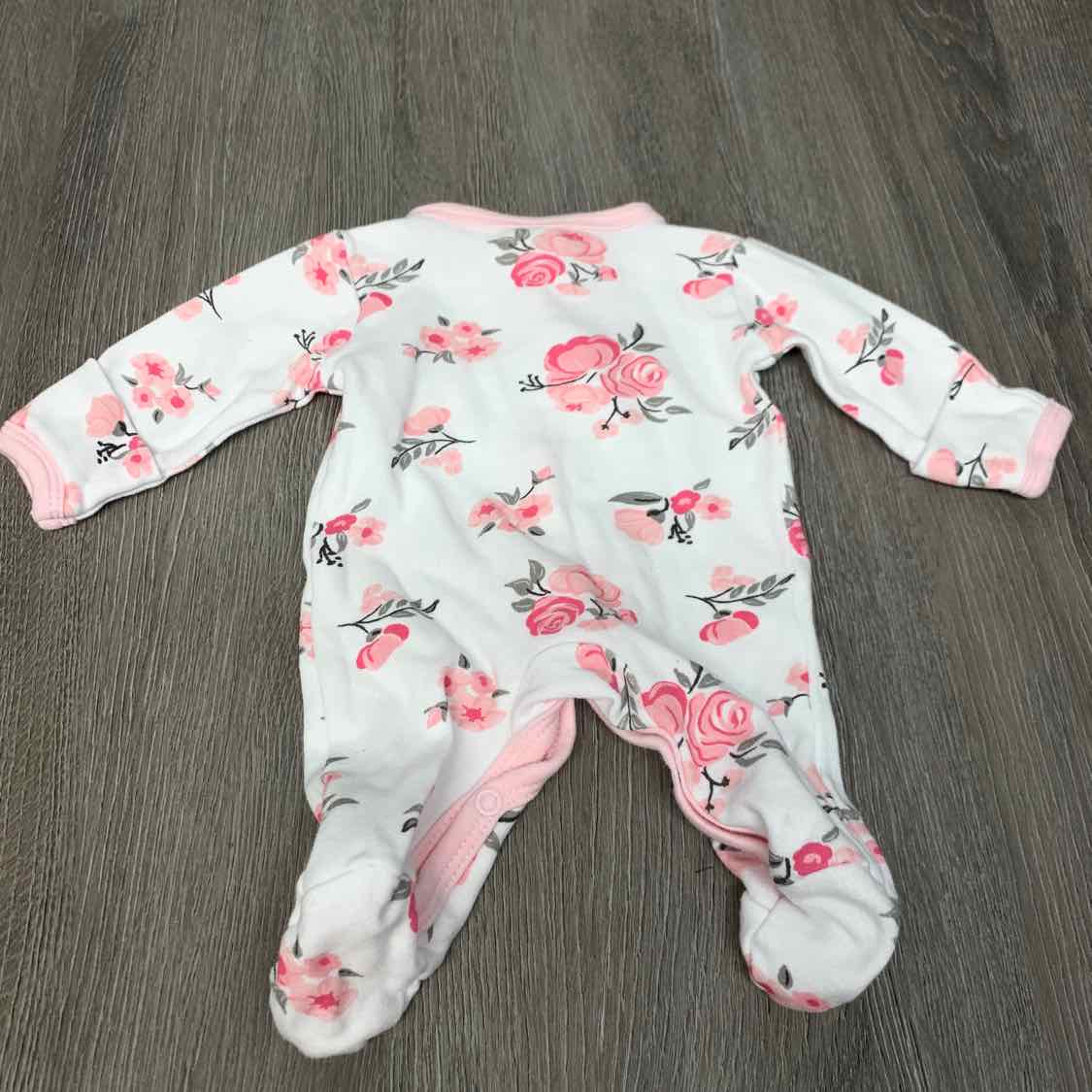 Size Preemie White Floral Print B Brand Footy PJs
