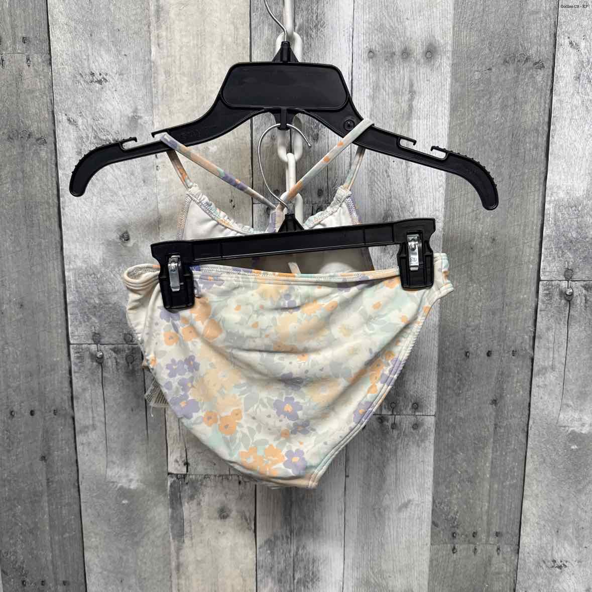 Size 9/10 White Floral Print Abercrombie Swim Suit - 2pc+