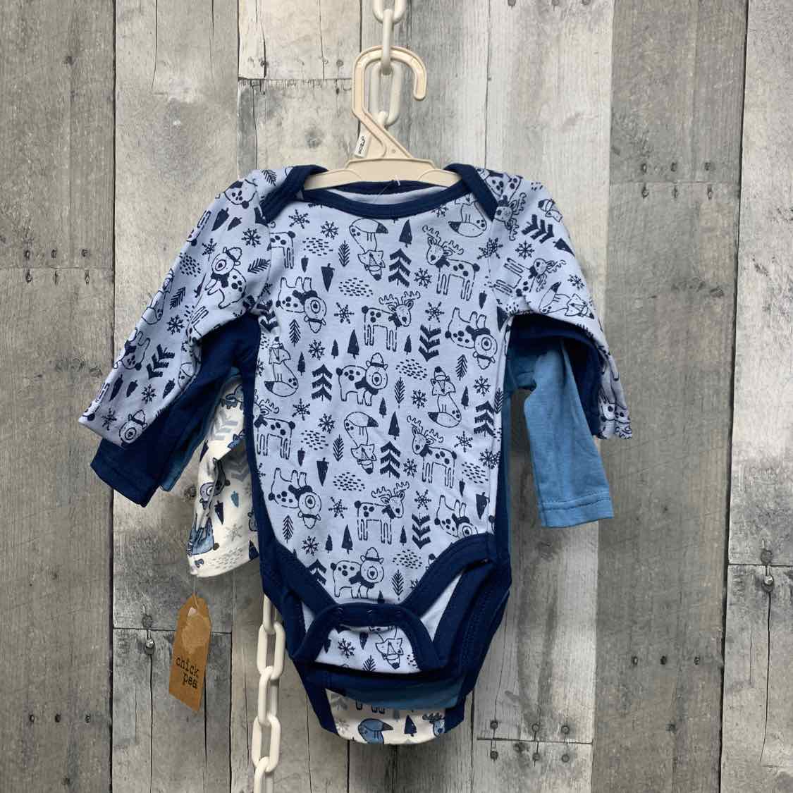 Size 0-3 Months Blue/White Chick Pea Bodysuit