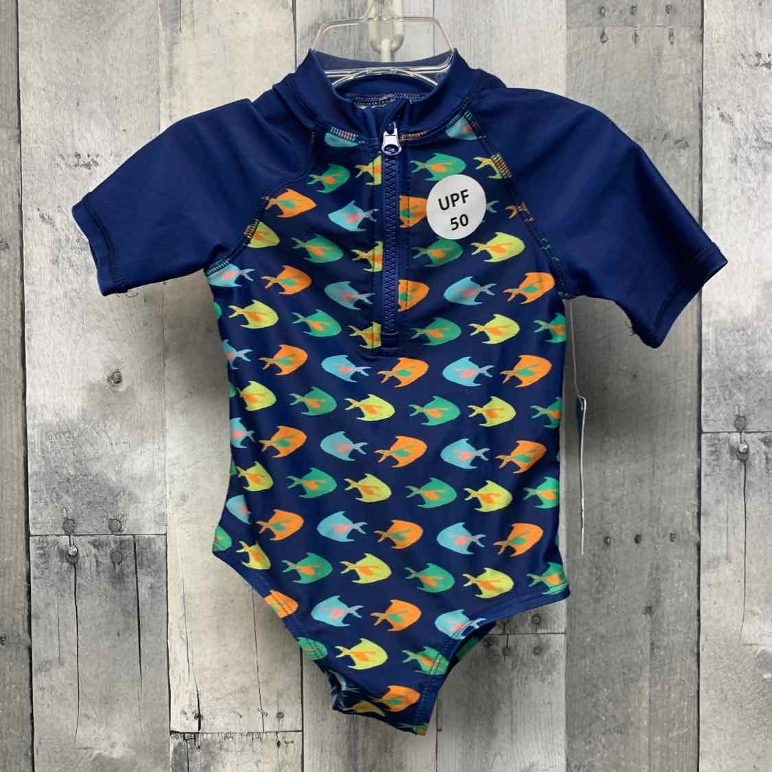 Size 3T Navy Print Reel Legends Swim Suit - 1pc