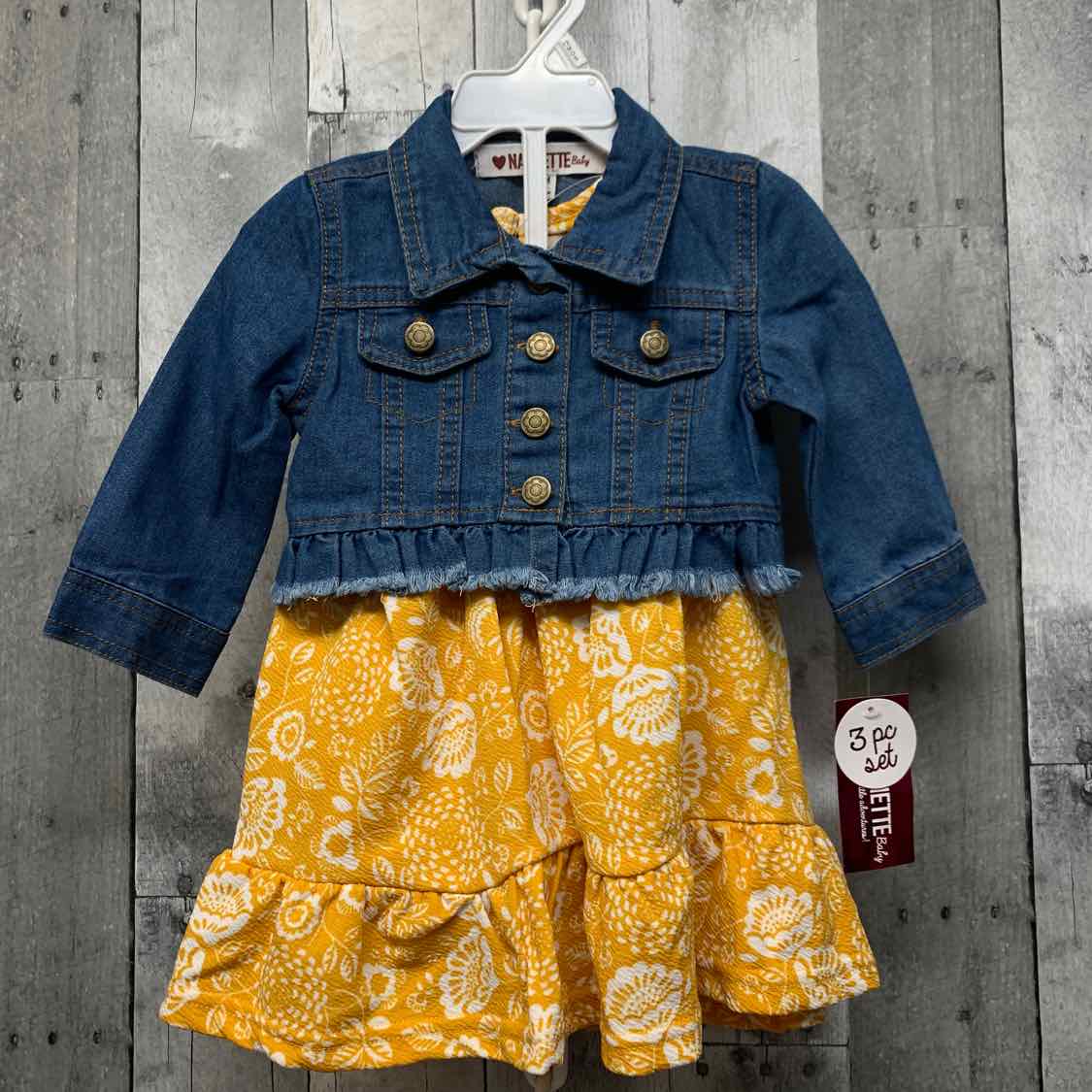 Size 12 Months Denim/Yellow Nannette 2pc Dress