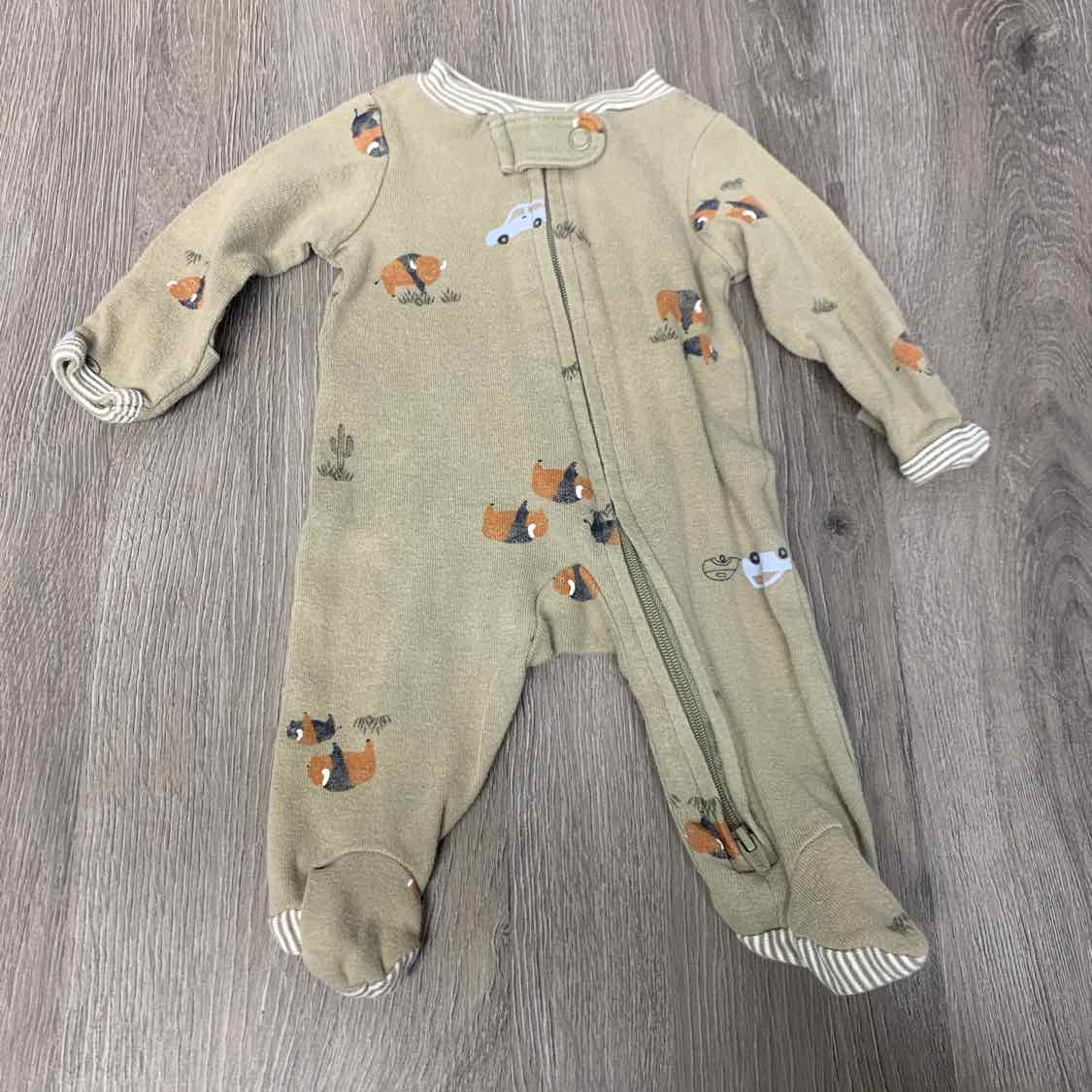Size Preemie Tan Graphic Carter's Footy PJs