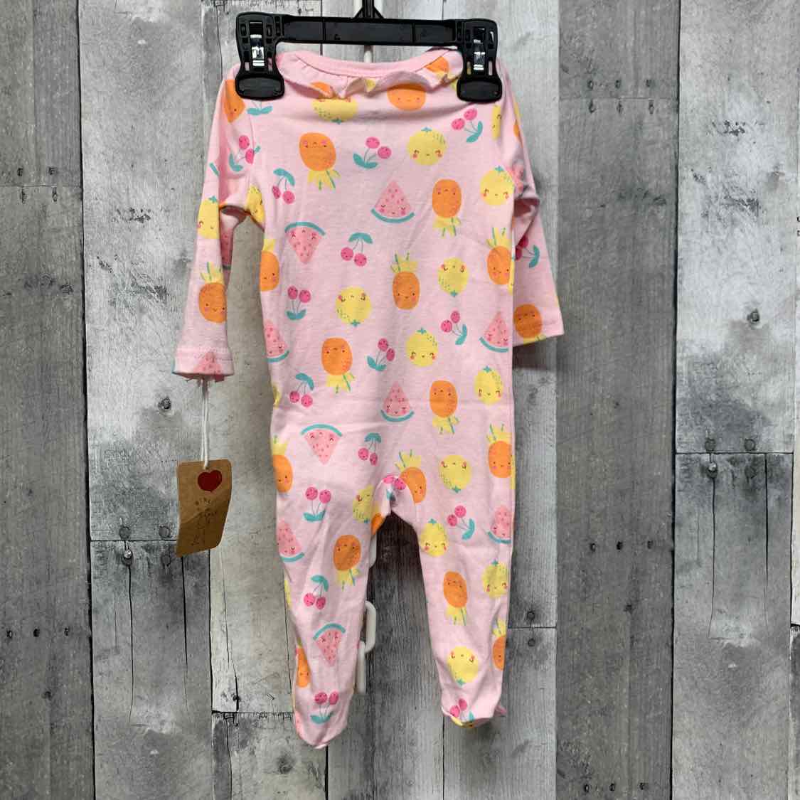 Size 6 Months Pink Print Mid Brand Footy PJs - OodlesCB