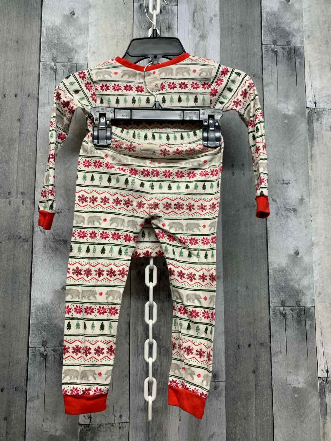 Size 4T White Print Burt's Bees Baby 2pc PJs