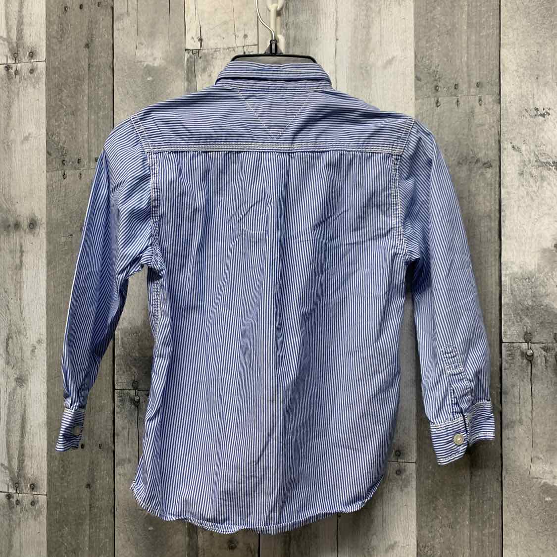 Size 5 Blue Striped Tommy Hilfiger LS Button Up