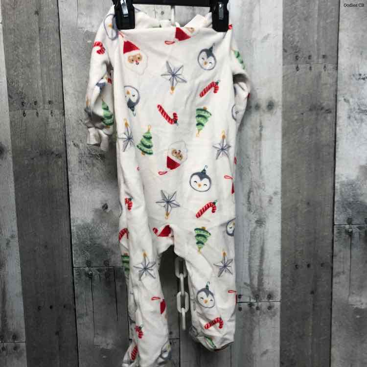 Size 9 Months White Print Just One You Footy PJs