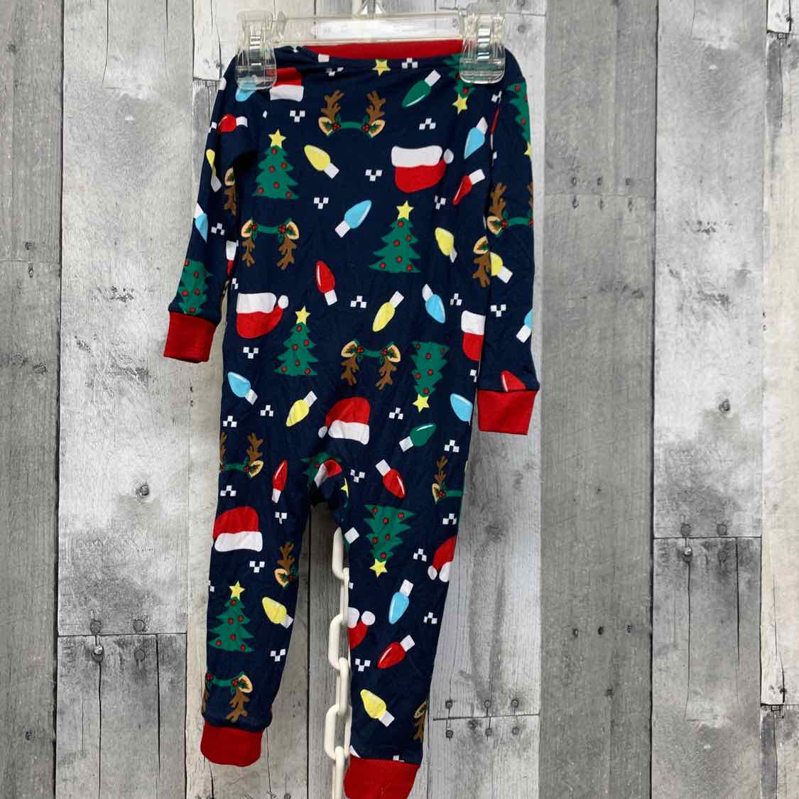 Size 6-9 Months Navy Graphic Holiday Brands Footy PJs