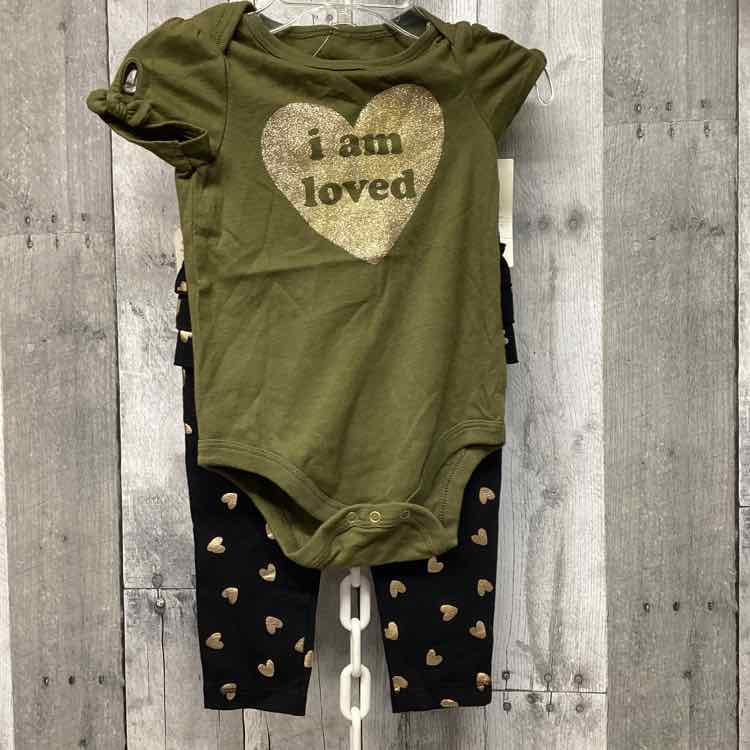 Size 6-9 Months Green/Black Cat & Jack Shirt/Leggings