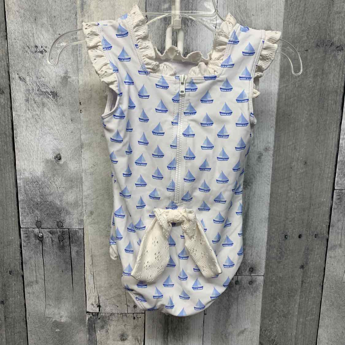 Size 18 Months White/Blue B Brand Swim Suit - 1pc