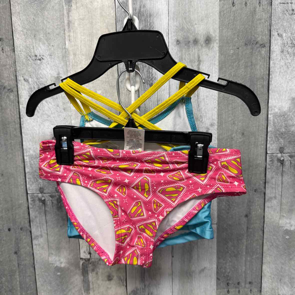 Size 7/8 Blue/Pink Superman Swim Suit - 2pc+ - OodlesCB