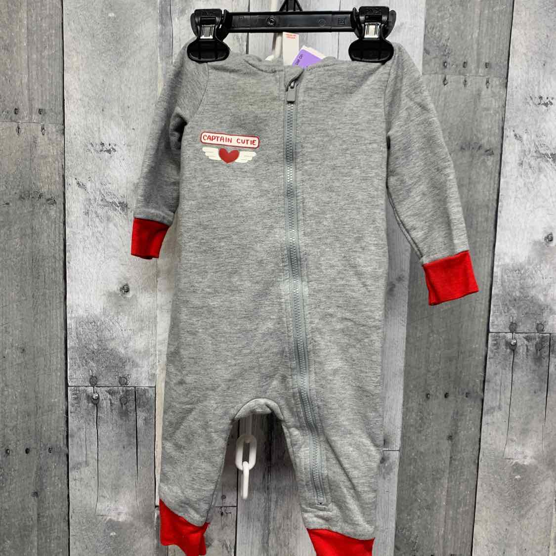 Size 6-9 Months Gray/Red Cat & Jack Romper