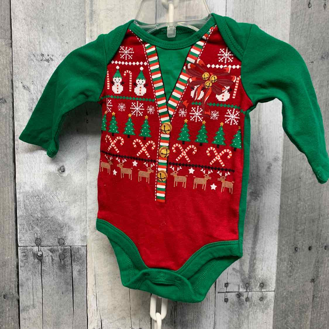 Size 0-3 Months Red/Green Holiday Brands Bodysuit