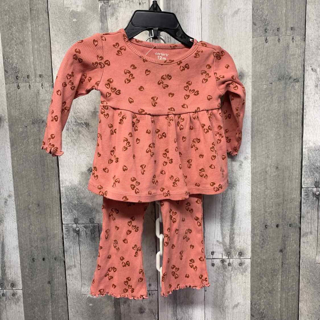 Size 12 Months Pink Print Carter's Shirt/Leggings