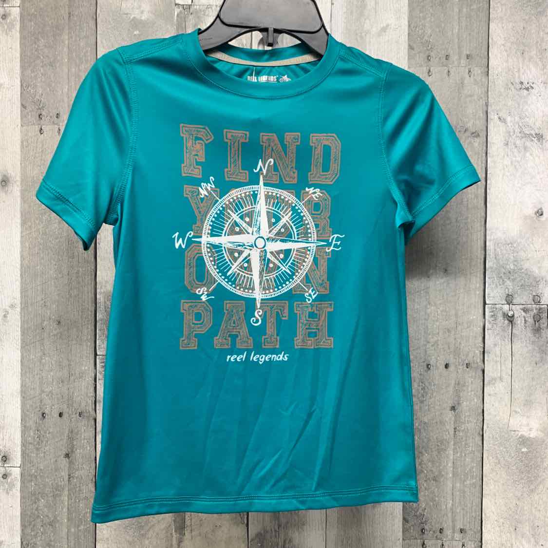 Size 4/5 Teal Graphic Reel Legends T Shirt - OodlesCB