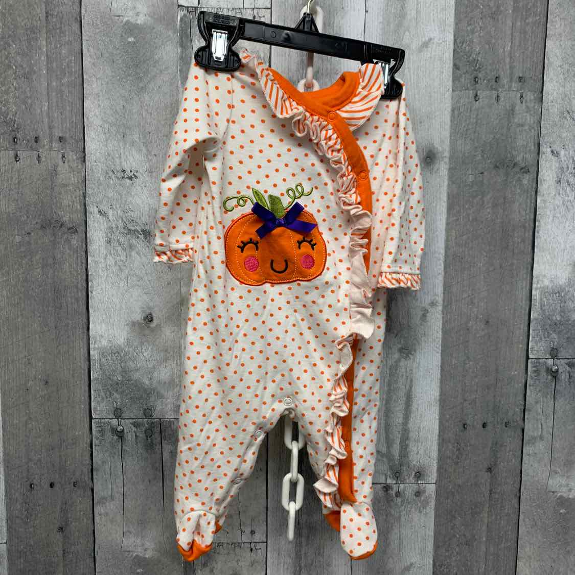 Size 3 Months White/Orange Baby Essentials Footy PJs
