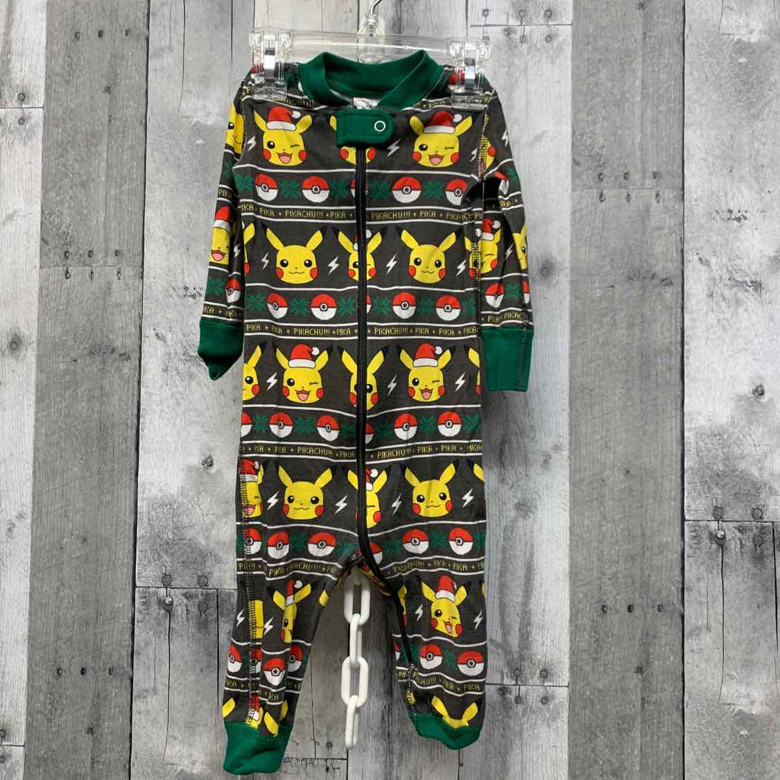 Size 12-18 Months Gray/Green Hanna Andersson Footy PJs