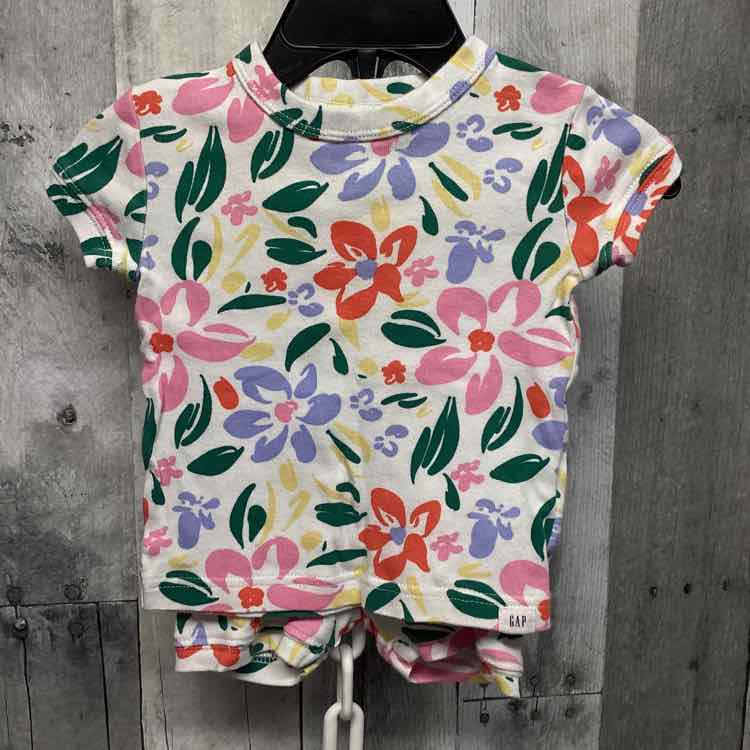 Size 6-12 Months Pink Floral Print Gap 2pc PJs - OodlesCB