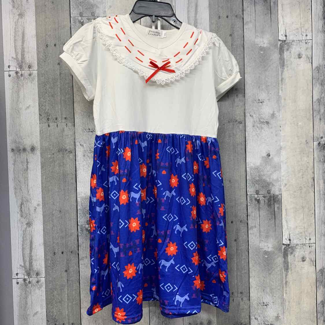 Size 10/12 White/Blue Presley Couture Dress