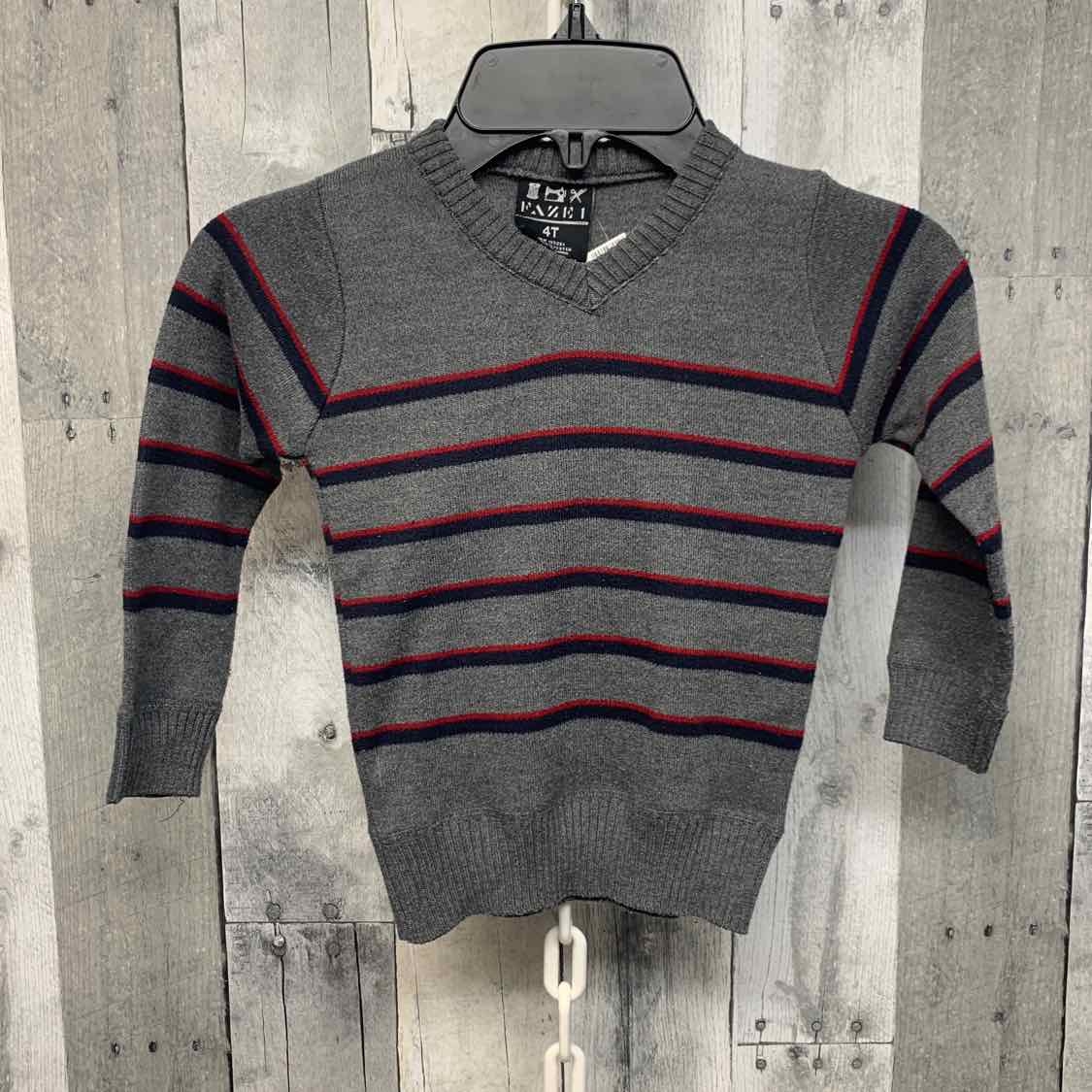 Size 4T Gray Striped B Brand Sweater - Outer