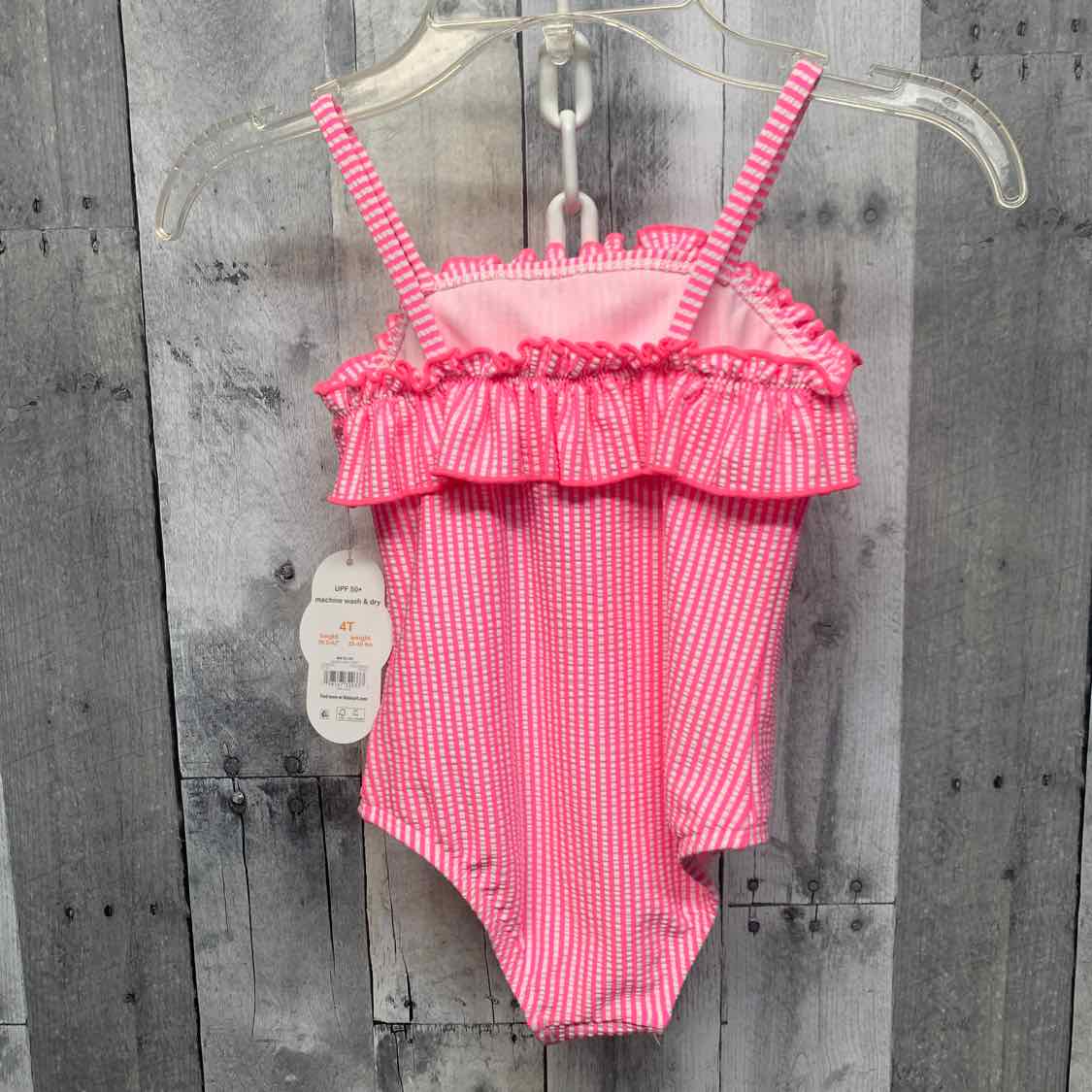 Size 4T Pink Striped Wonder Nation Swim Suit - 1pc