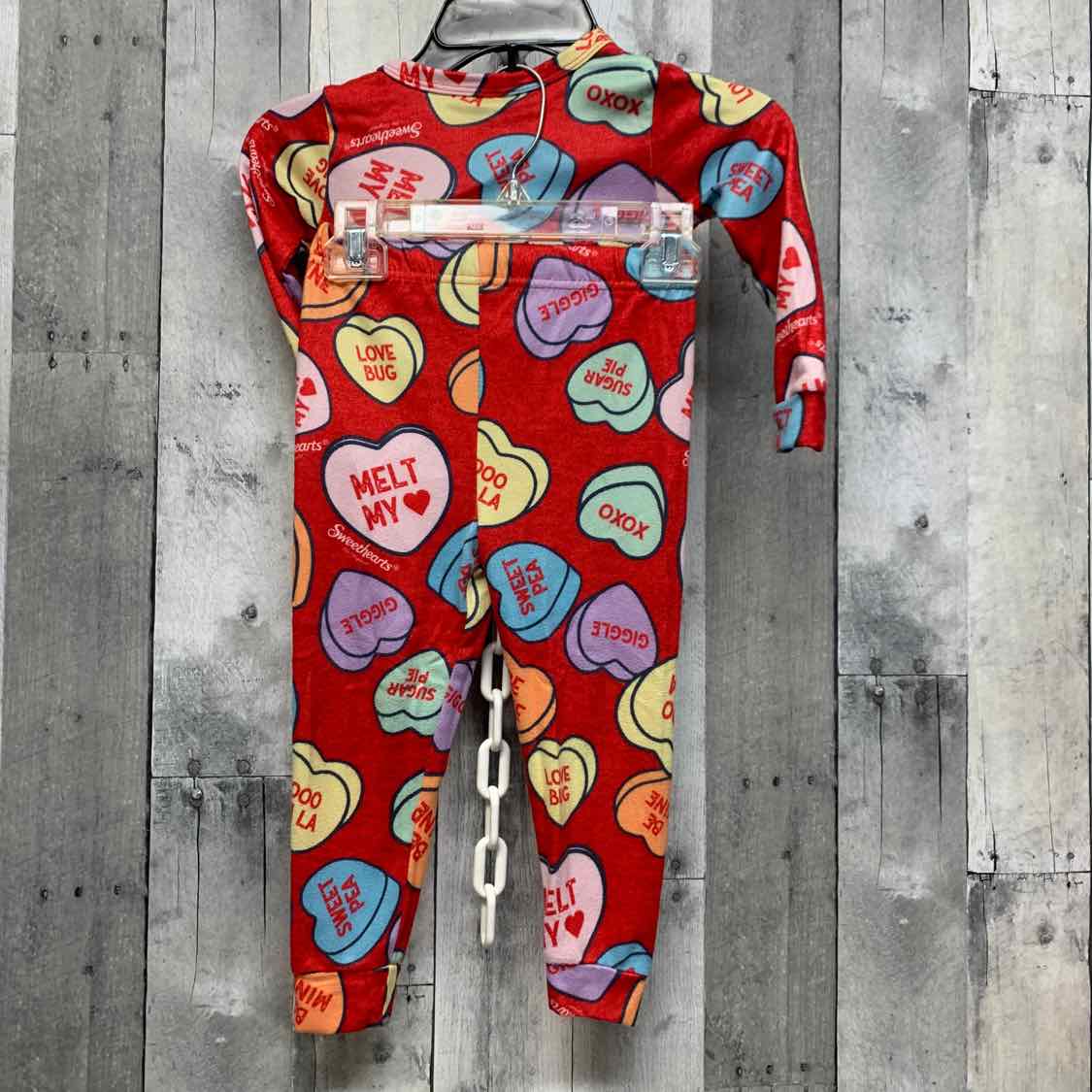 Size 4T Red Print Sweet Heart Rose 2pc PJs