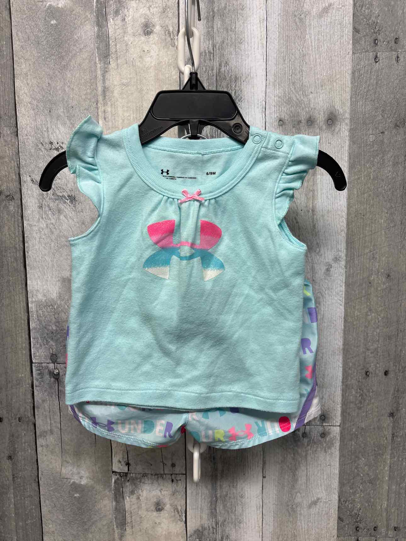 Size 6-9 Months Teal/Purple Sport Brand Shirt/Shorts