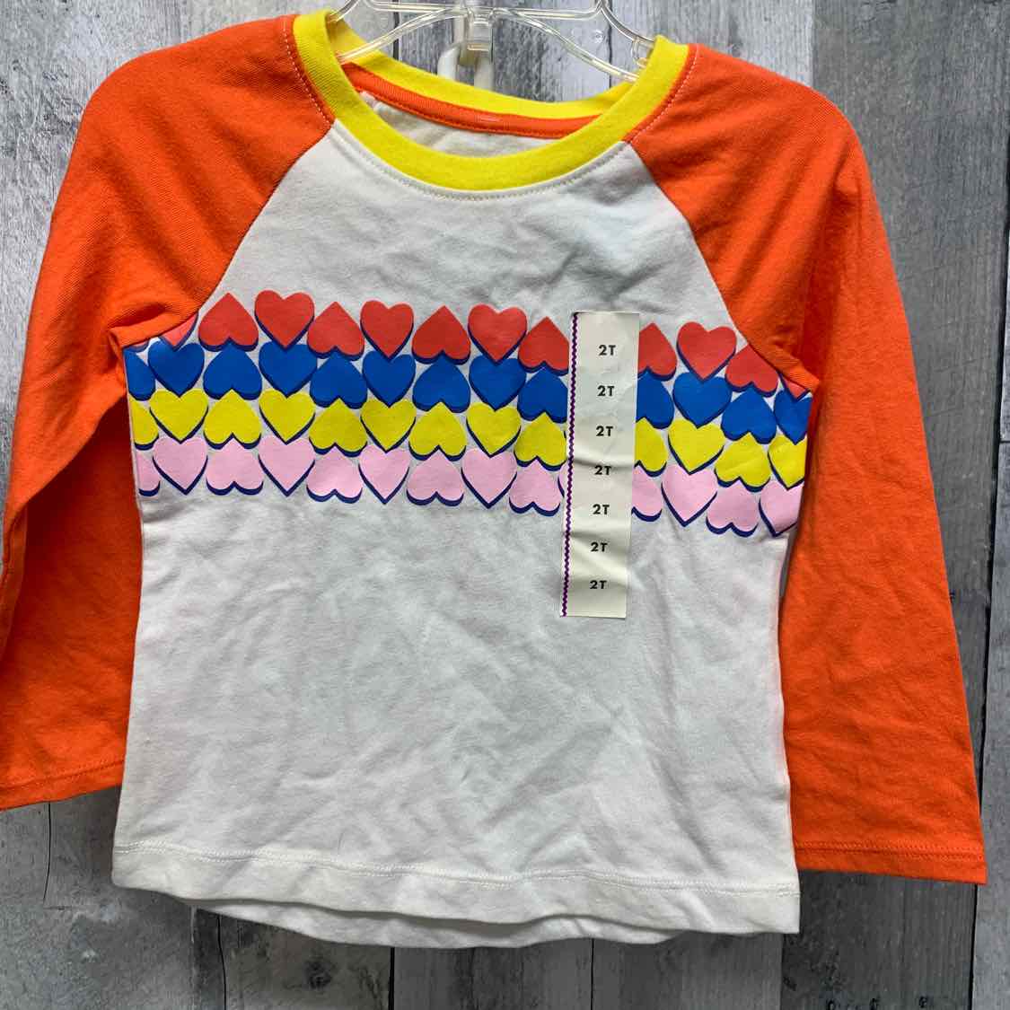 Size 2T White/Orange Cat & Jack Long Sleeve Shirt