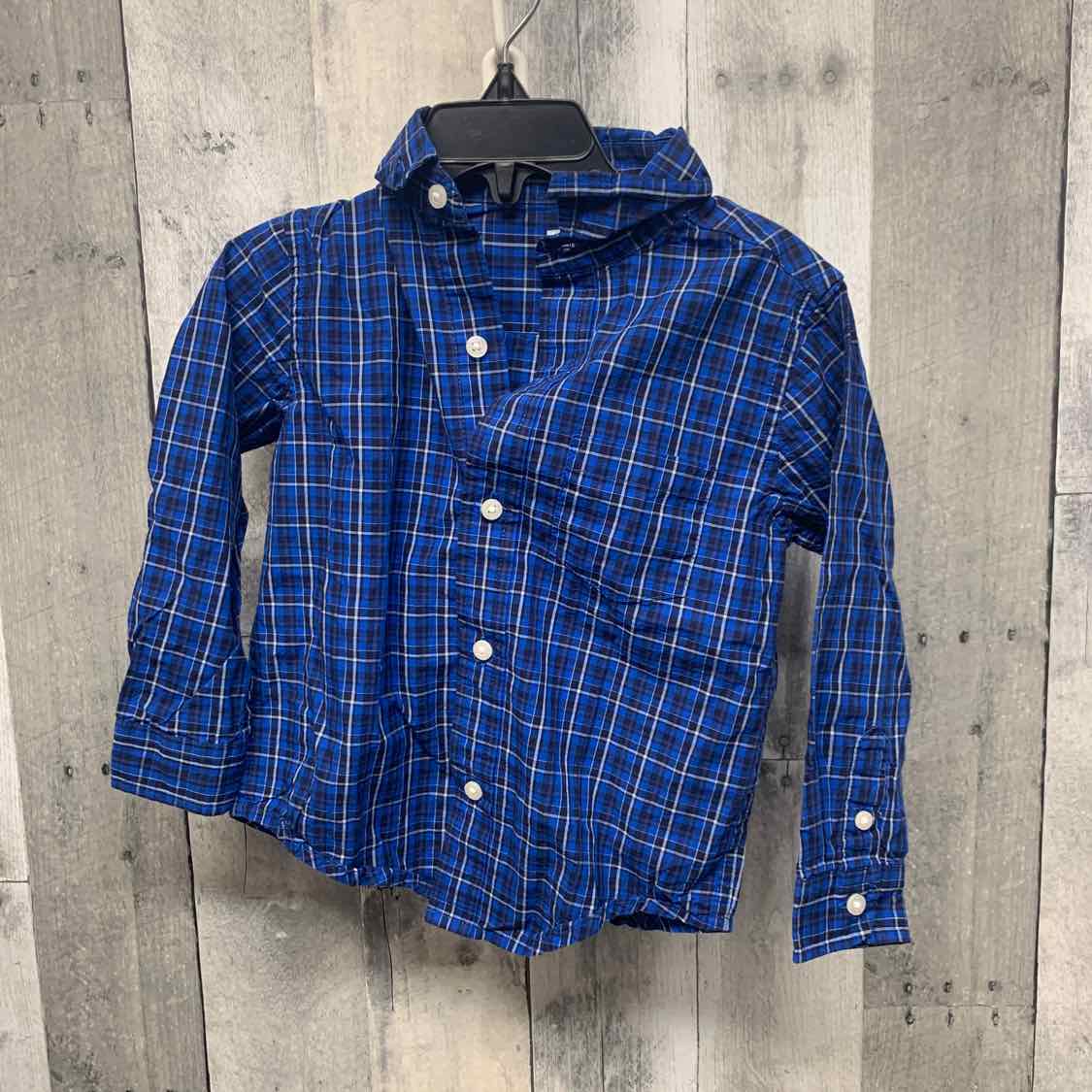 Size 2T Blue Plaid Janie & Jack LS Button Up