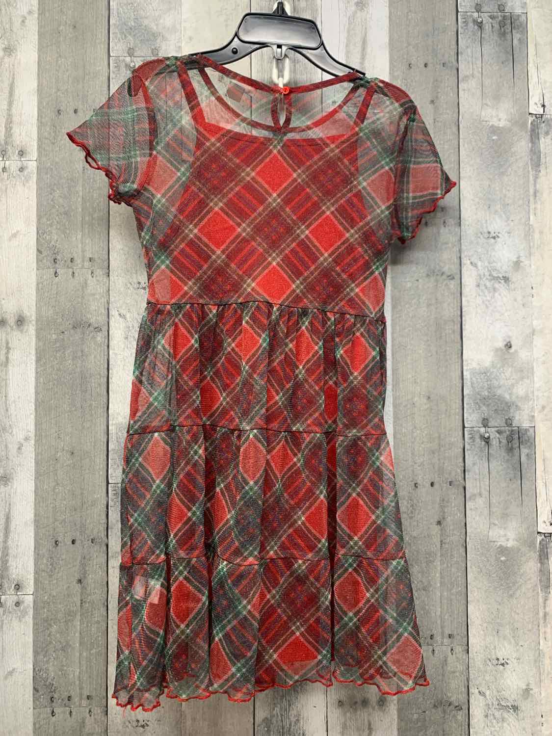 Size 14 Red Plaid Knit Works Dress