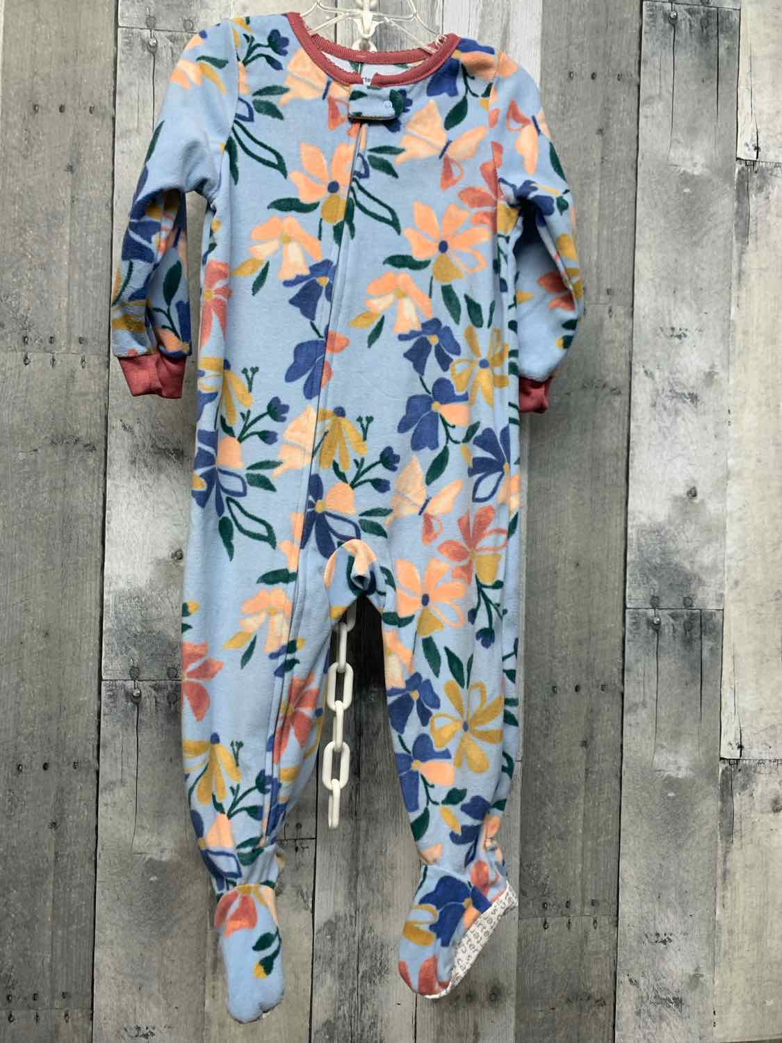 Size 24 Months Blue Floral Print Carter's Footy PJs