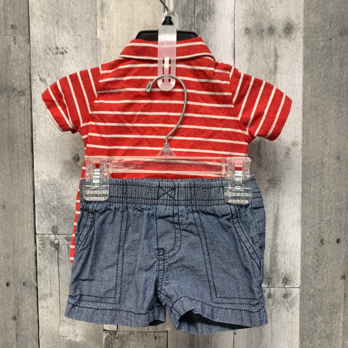 Size 3 Months Denim/Red Carter's Shirt/Shorts