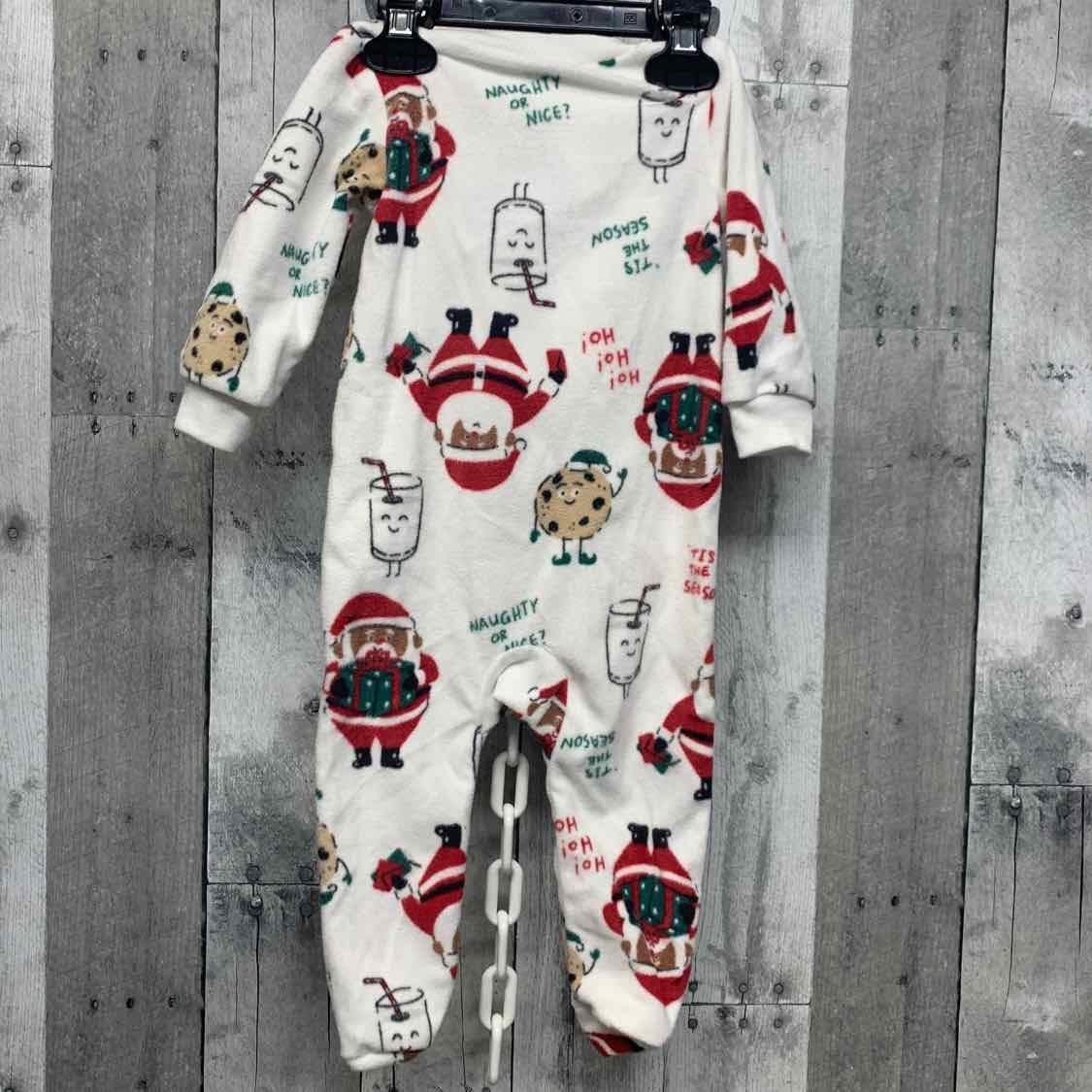 Size 9 Months White Print Carter's Footy PJs
