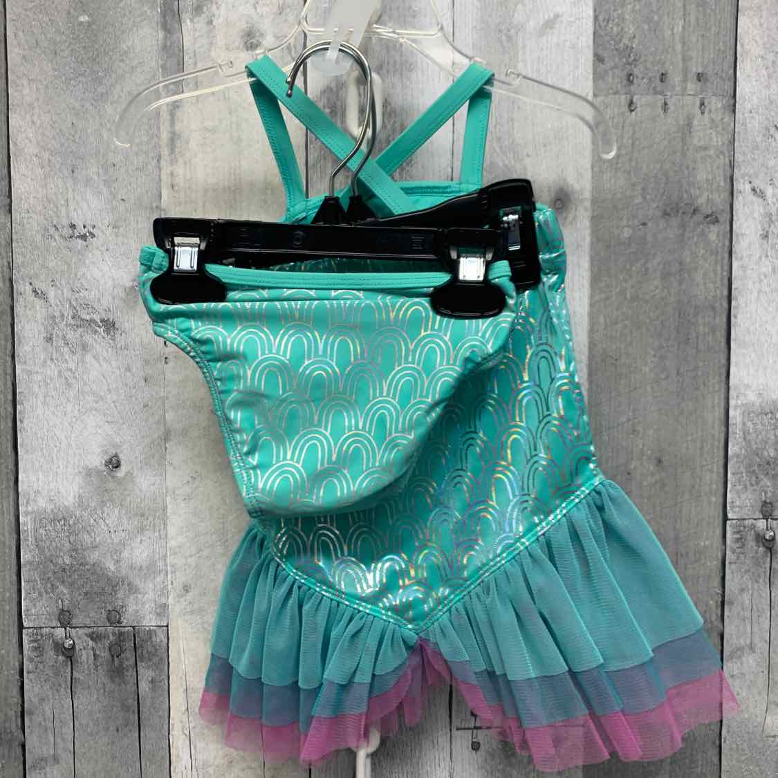 Size 12 Months Teal/Purple Cat & Jack Swim Suit - 2pc+