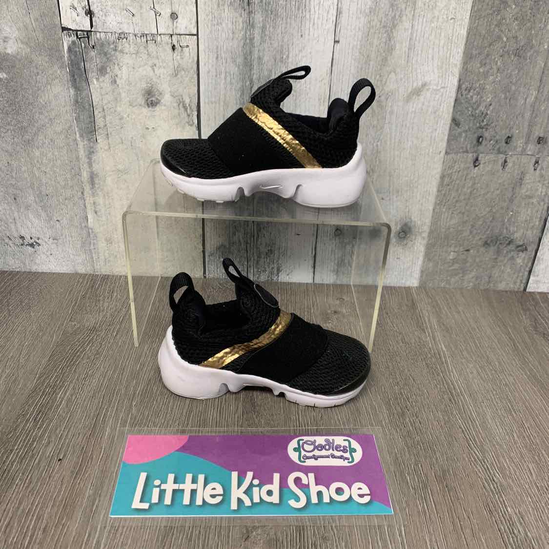 Size 6 Black/Gold Sport Brand Sneakers