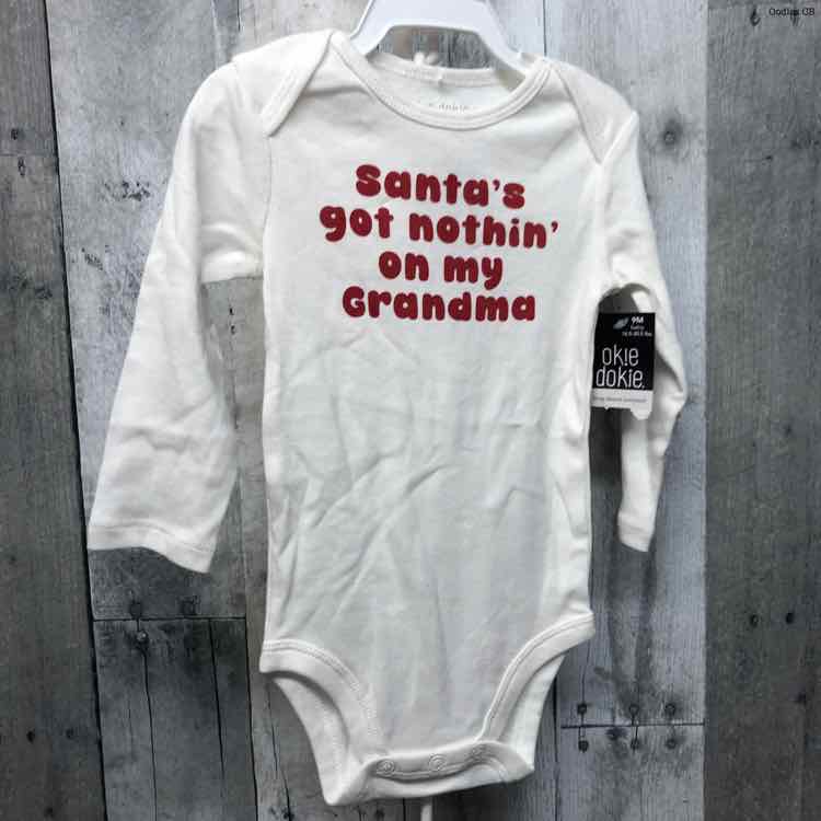 Size 9 Months White/Red Okie Dokie Bodysuit
